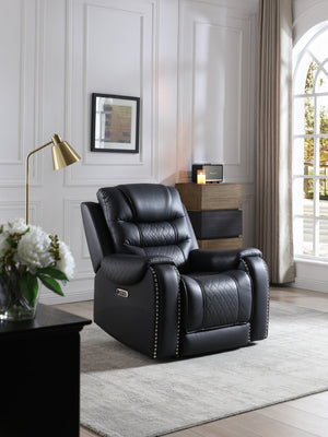 English Elm G00600-rc Faux Leather Rocker Recliner with Pub Back and Built-in Storage Pocket B078P532718