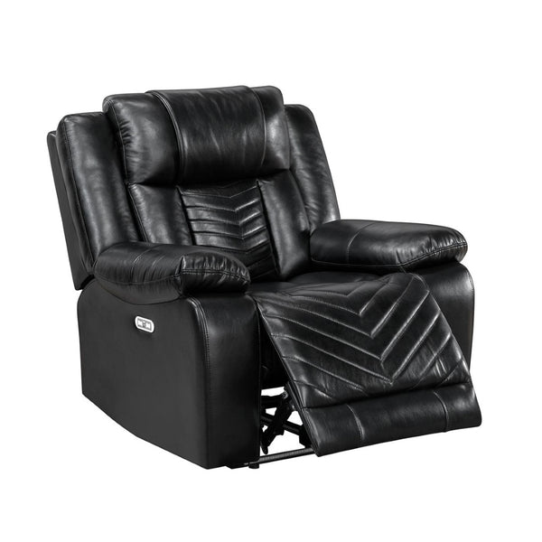 English Elm Sensa Power Recliner with Led Accent Lighting Chevron Quilted Faux Leather Lounge Chair Black B078P537190