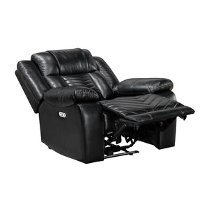 English Elm Sensa Power Recliner with Led Accent Lighting Chevron Quilted Faux Leather Lounge Chair Black B078P537190