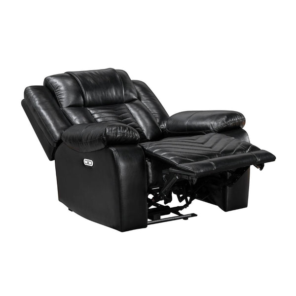 English Elm Sensa Power Recliner with Led Accent Lighting Chevron Quilted Faux Leather Lounge Chair Black B078P537190