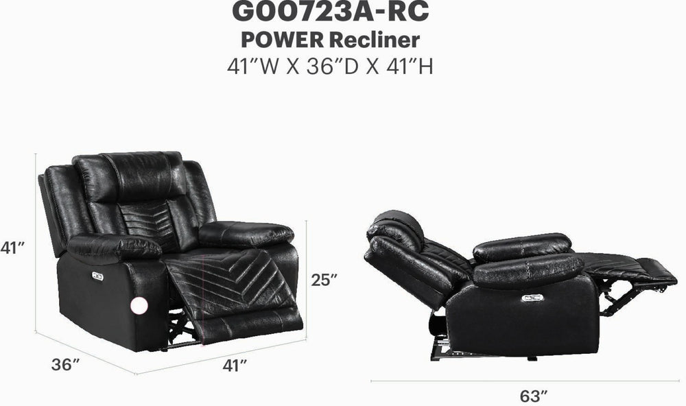 English Elm Sensa Power Recliner with Led Accent Lighting Chevron Quilted Faux Leather Lounge Chair Black B078P537190