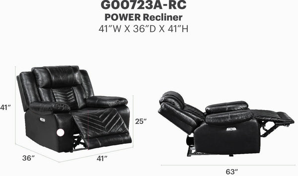 English Elm Sensa Power Recliner with Led Accent Lighting Chevron Quilted Faux Leather Lounge Chair Black B078P537190