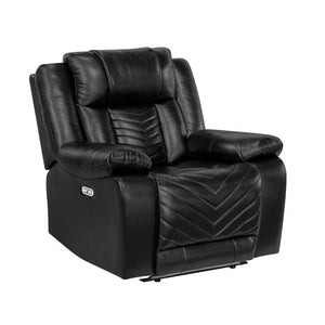 English Elm Sensa Power Recliner with Led Accent Lighting Chevron Quilted Faux Leather Lounge Chair Black B078P537190