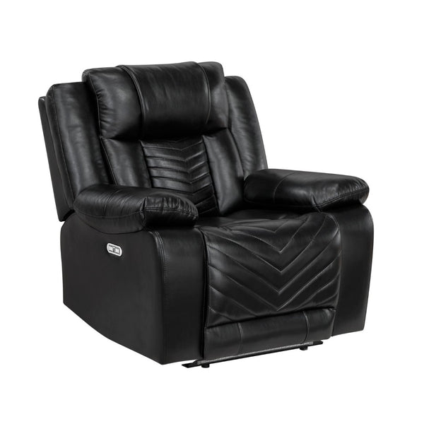 English Elm Sensa Power Recliner with Led Accent Lighting Chevron Quilted Faux Leather Lounge Chair Black B078P537190