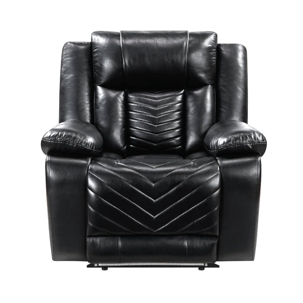 English Elm Sensa Power Recliner with Led Accent Lighting Chevron Quilted Faux Leather Lounge Chair Black B078P537190