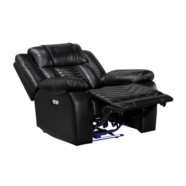 English Elm Sensa Power Recliner with Led Accent Lighting Chevron Quilted Faux Leather Lounge Chair Black B078P537190