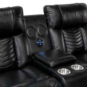 English Elm Sensa Power Reclining Loveseat with Bluetooth Speakers Led Lighting and Wireless Charging Black B078P537191