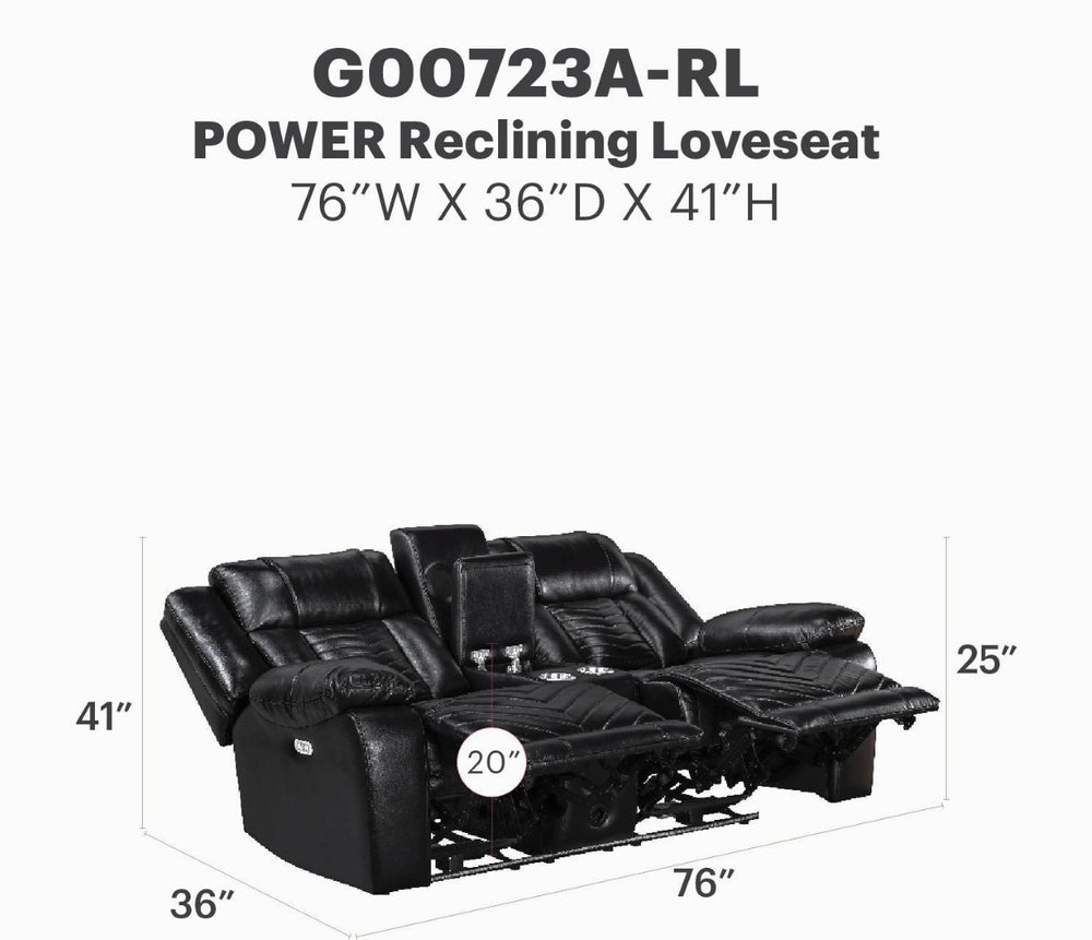 English Elm Sensa Power Reclining Loveseat with Bluetooth Speakers Led Lighting and Wireless Charging Black B078P537191