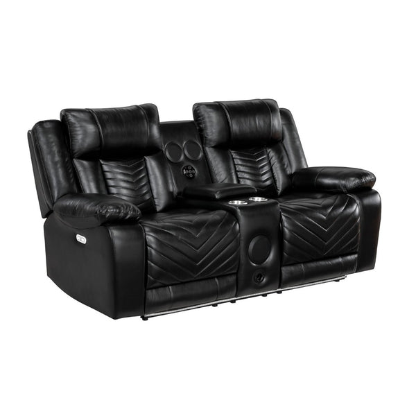 English Elm Sensa Power Reclining Loveseat with Bluetooth Speakers Led Lighting and Wireless Charging Black B078P537191