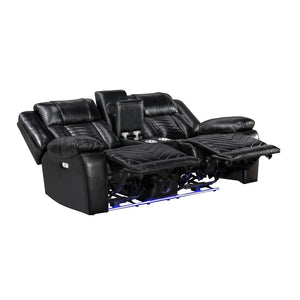 English Elm Sensa Power Reclining Loveseat with Bluetooth Speakers Led Lighting and Wireless Charging Black B078P537191