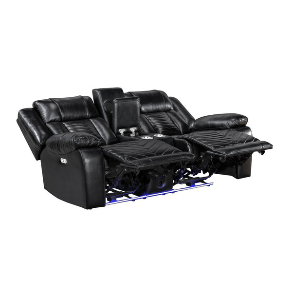 English Elm Sensa Power Reclining Loveseat with Bluetooth Speakers Led Lighting and Wireless Charging Black B078P537191