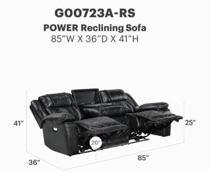English Elm Sensa Power Reclining Sofa with Led Lighting Console Wireless Charging Faux Leather Black B078P537192