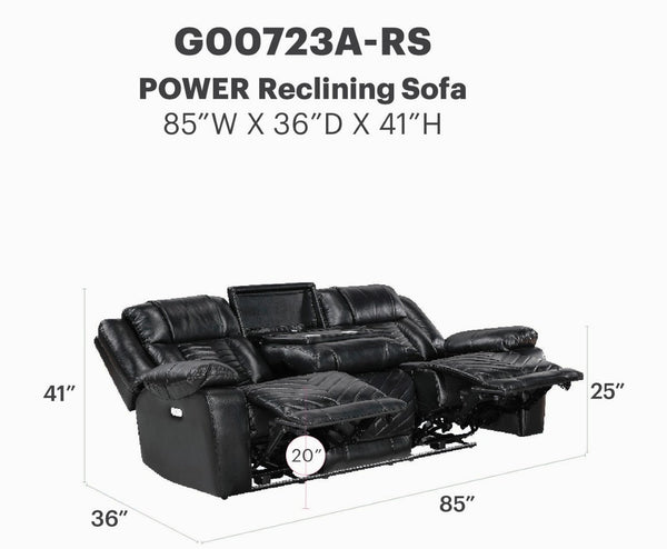 English Elm Sensa Power Reclining Sofa with Led Lighting Console Wireless Charging Faux Leather Black B078P537192