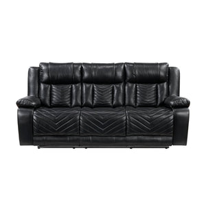 English Elm Sensa Power Reclining Sofa with Led Lighting Console Wireless Charging Faux Leather Black B078P537192