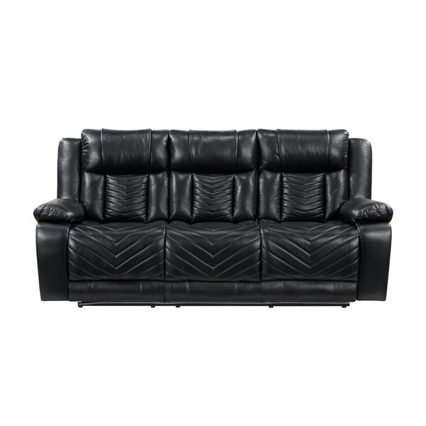 English Elm Sensa Power Reclining Sofa with Led Lighting Console Wireless Charging Faux Leather Black B078P537192