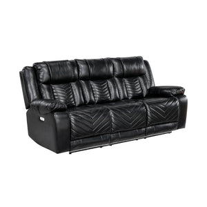English Elm Sensa Power Reclining Sofa with Led Lighting Console Wireless Charging Faux Leather Black B078P537192