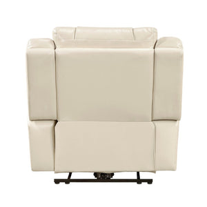 English Elm Sensa Power Recliner with Led Accent Lighting Chevron Quilted Faux Leather Lounge Chair Beige B078P537193