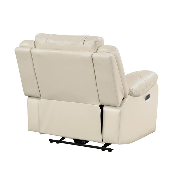 English Elm Sensa Power Recliner with Led Accent Lighting Chevron Quilted Faux Leather Lounge Chair Beige B078P537193