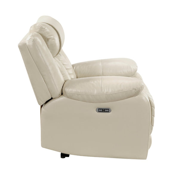 English Elm Sensa Power Recliner with Led Accent Lighting Chevron Quilted Faux Leather Lounge Chair Beige B078P537193