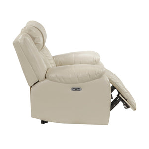 English Elm Sensa Power Recliner with Led Accent Lighting Chevron Quilted Faux Leather Lounge Chair Beige B078P537193