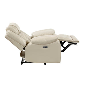 English Elm Sensa Power Recliner with Led Accent Lighting Chevron Quilted Faux Leather Lounge Chair Beige B078P537193