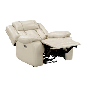 English Elm Sensa Power Recliner with Led Accent Lighting Chevron Quilted Faux Leather Lounge Chair Beige B078P537193