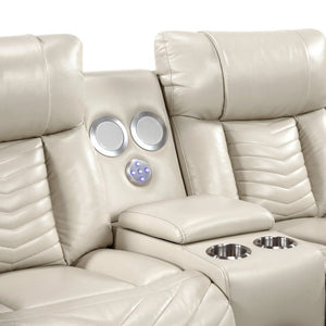 English Elm Sensa Power Reclining Loveseat with Bluetooth Speakers Led Lighting and Wireless Charging Beige B078P537194