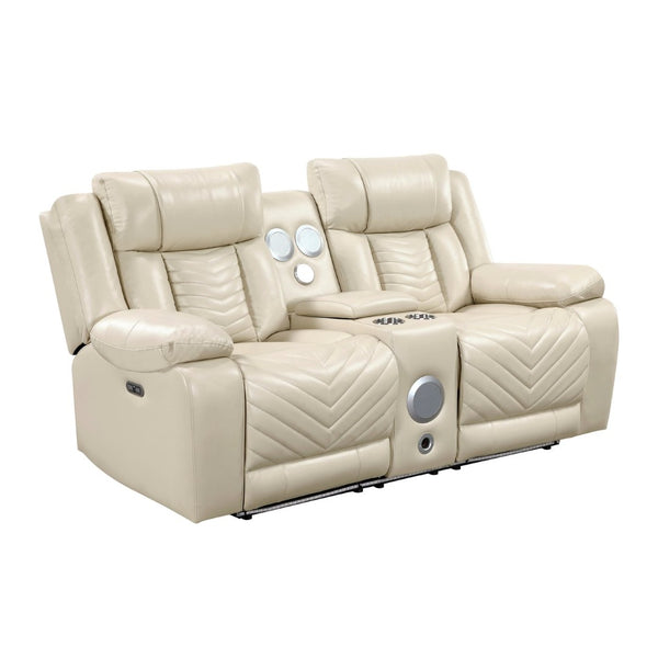 English Elm Sensa Power Reclining Loveseat with Bluetooth Speakers Led Lighting and Wireless Charging Beige B078P537194