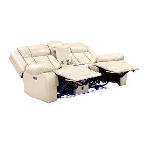 English Elm Sensa Power Reclining Loveseat with Bluetooth Speakers Led Lighting and Wireless Charging Beige B078P537194
