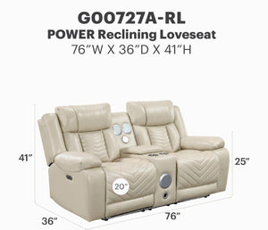 English Elm Sensa Power Reclining Loveseat with Bluetooth Speakers Led Lighting and Wireless Charging Beige B078P537194