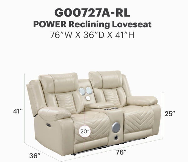 English Elm Sensa Power Reclining Loveseat with Bluetooth Speakers Led Lighting and Wireless Charging Beige B078P537194