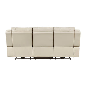 English Elm Sensa Power Reclining Sofa with Led Lighting Console Wireless Charging Faux Leather Beige B078P537195