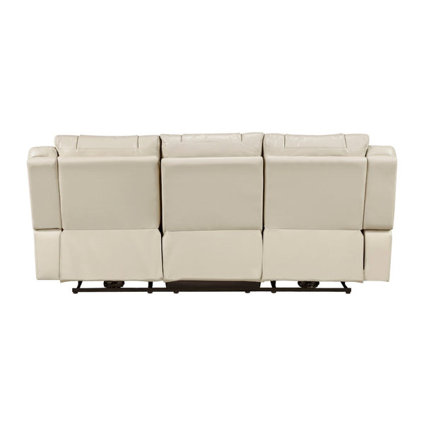 English Elm Sensa Power Reclining Sofa with Led Lighting Console Wireless Charging Faux Leather Beige B078P537195