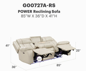 English Elm Sensa Power Reclining Sofa with Led Lighting Console Wireless Charging Faux Leather Beige B078P537195