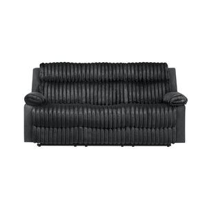 English Elm Plush Cinema Style 3 Seat Reclining Sofa with Led Underglow and Console Black B078P537197