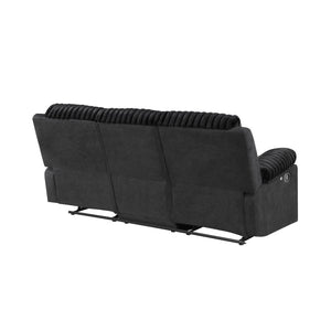 English Elm Plush Cinema Style 3 Seat Reclining Sofa with Led Underglow and Console Black B078P537197