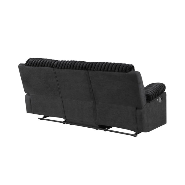 English Elm Plush Cinema Style 3 Seat Reclining Sofa with Led Underglow and Console Black B078P537197