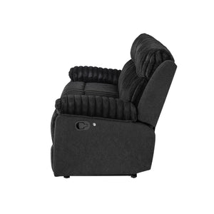 English Elm Plush Cinema Style 3 Seat Reclining Sofa with Led Underglow and Console Black B078P537197