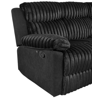 English Elm Plush Cinema Style 3 Seat Reclining Sofa with Led Underglow and Console Black B078P537197