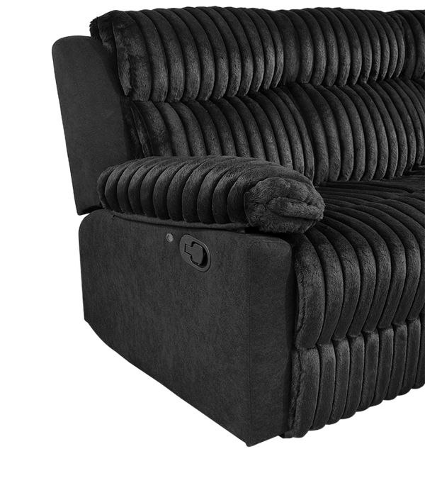 English Elm Plush Cinema Style 3 Seat Reclining Sofa with Led Underglow and Console Black B078P537197