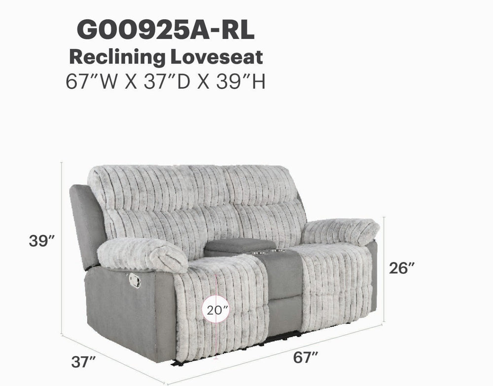 English Elm Plush Manual Reclining Loveseat Teddy Fabric Faux Leather with Led Base Lighting B078P537198