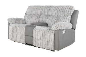 English Elm Plush Manual Reclining Loveseat Teddy Fabric Faux Leather with Led Base Lighting B078P537198