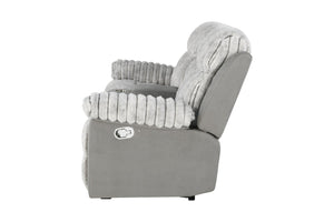 English Elm Plush Manual Reclining Loveseat Teddy Fabric Faux Leather with Led Base Lighting B078P537198
