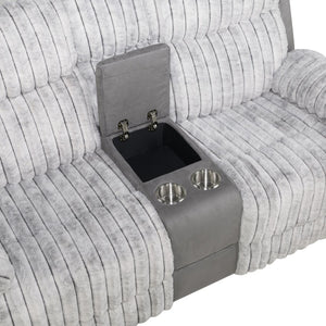 English Elm Plush Manual Reclining Loveseat Teddy Fabric Faux Leather with Led Base Lighting B078P537198