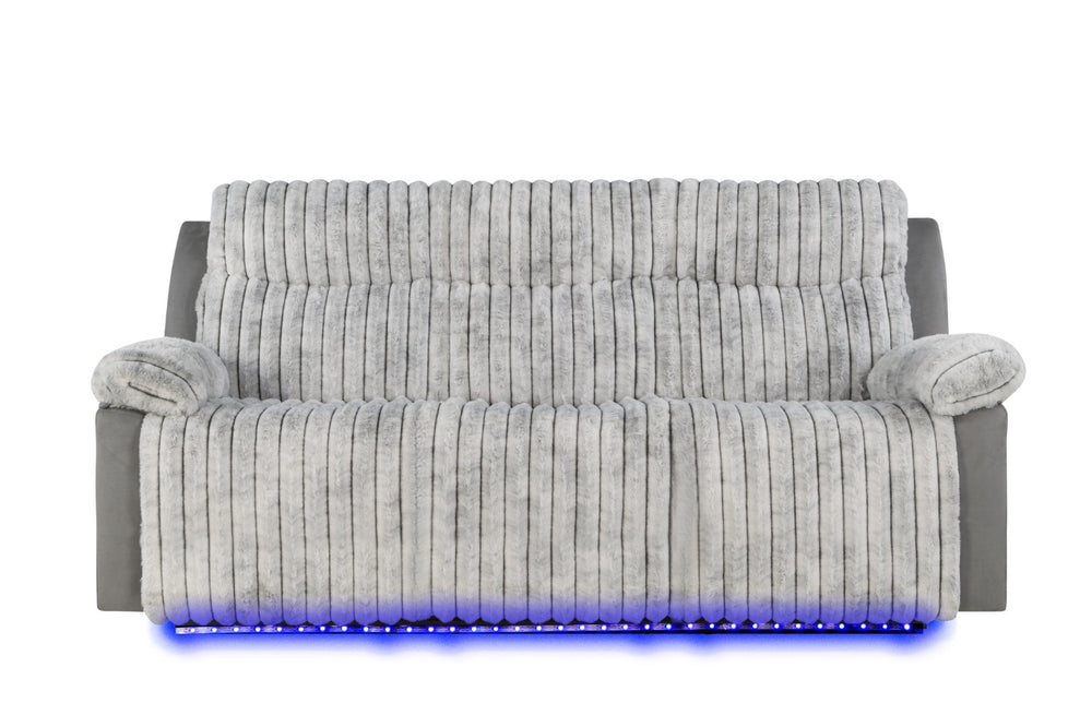English Elm Plush Cinema Style 3 Seat Reclining Sofa with Led Underglow and Console Gray B078P537199