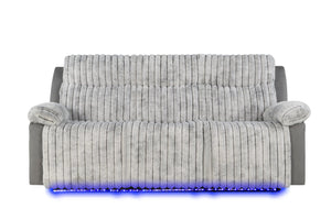 English Elm Plush Cinema Style 3 Seat Reclining Sofa with Led Underglow and Console Gray B078P537199