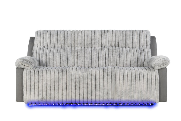 English Elm Plush Cinema Style 3 Seat Reclining Sofa with Led Underglow and Console Gray B078P537199