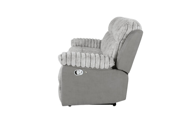 English Elm Plush Cinema Style 3 Seat Reclining Sofa with Led Underglow and Console Gray B078P537199