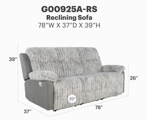 English Elm Plush Cinema Style 3 Seat Reclining Sofa with Led Underglow and Console Gray B078P537199