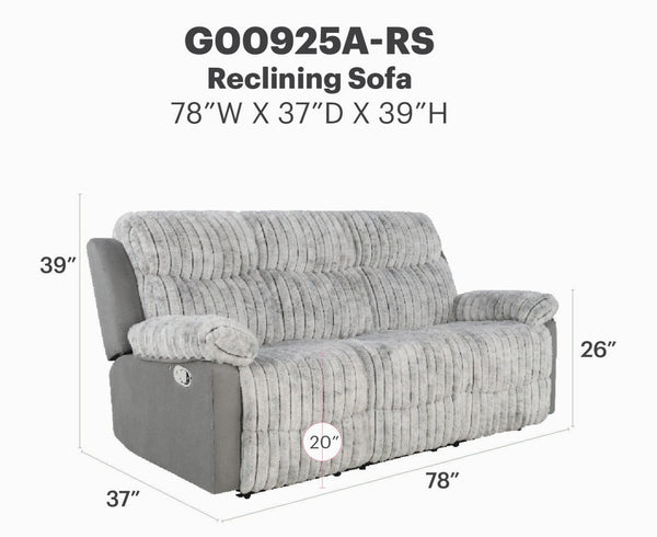 English Elm Plush Cinema Style 3 Seat Reclining Sofa with Led Underglow and Console Gray B078P537199